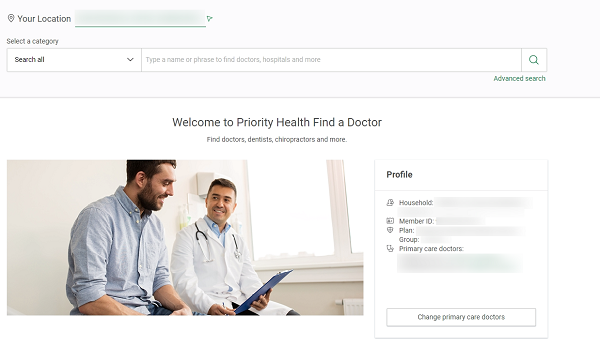Find a Doctor sample page