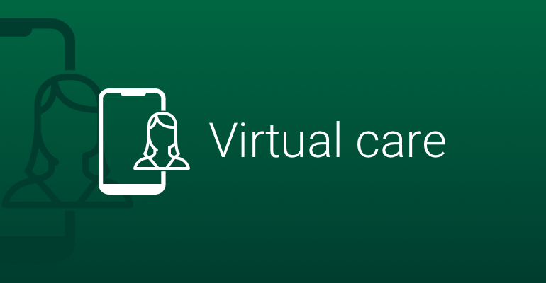 virtual care icon on green background