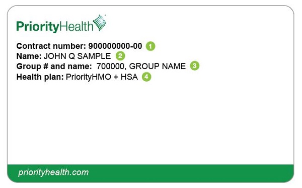 Front of Priority Health member ID card