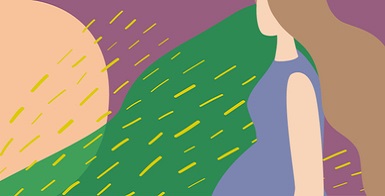 Pregnant mom in purple dress