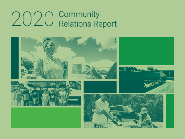 Cover of 2020 community relations report