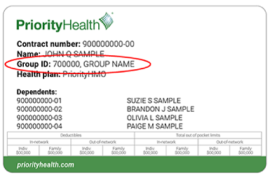 image of 2022 Priority Health member ID card
