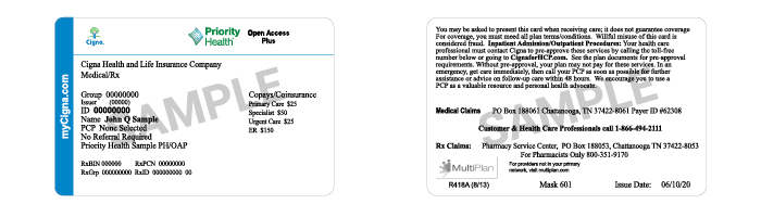 Priority Health member ID card