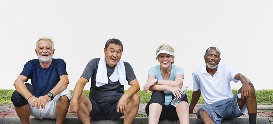 group of adults resting after exercise