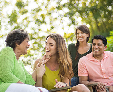 Family of four outside