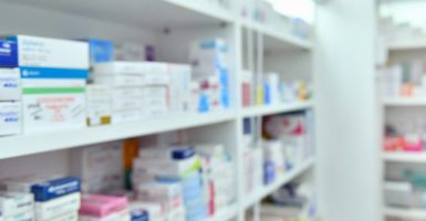 medicine on shelves
