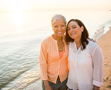 Mother daughter on beach