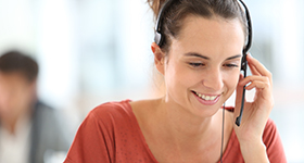 customer servicer representative with headset