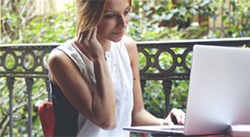Girl at computer initiating a virtual visit