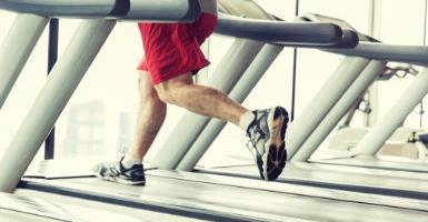 Man running on a treadmill