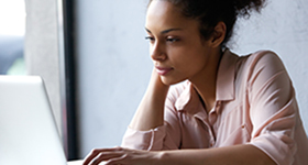 Woman looking at computer
