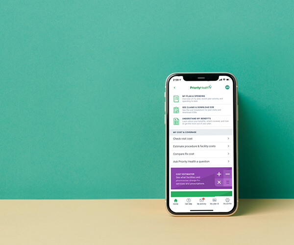 Priority Health app on smartphone
