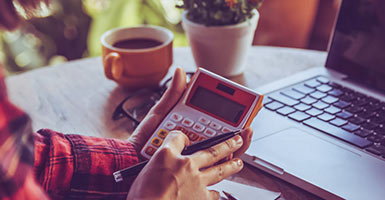 calculator and laptop