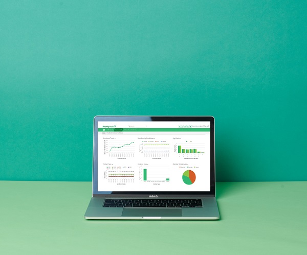 Charts on a laptop screen