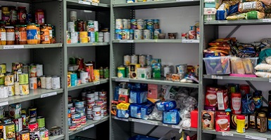 shelves of non-perishable food