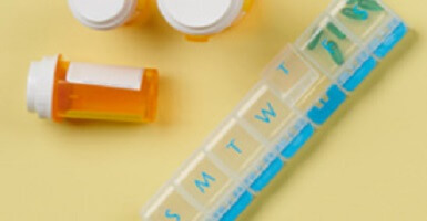 Prescription bottles and pill organizer