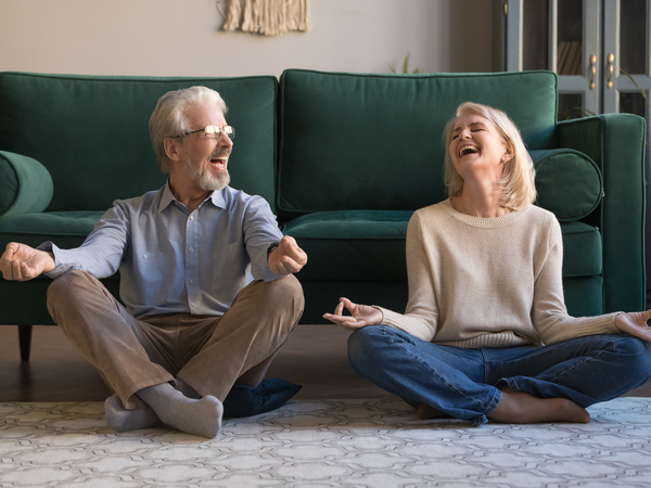 elderly couple smiling