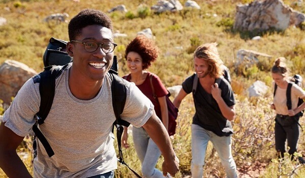 Group of young people hiking