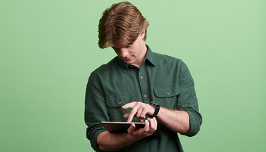 man with tablet
